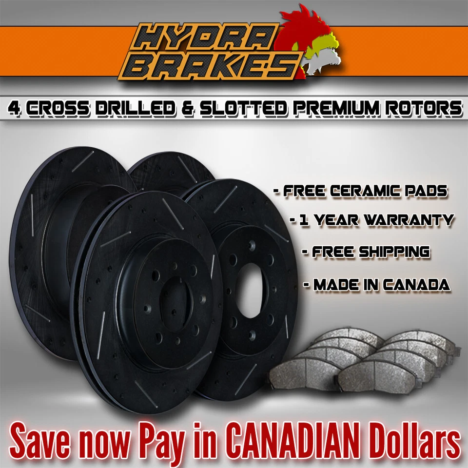 FITS 2016 2017 2018 Toyota Tacoma 6 lug Drill Slot Brake Rotors CERAMIC BLK Foto 1 de 1