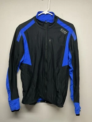 GORE WOMENS Large RUNNING WEAR WINDSTOPPER  JACKET BLACK BLUE - Image 1 of 4