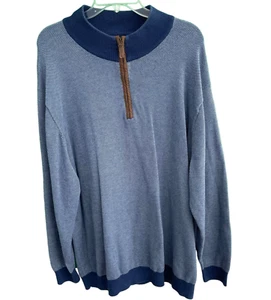 Oak Hill blau Vogelaugen Strick 1/4 Reißverschluss Pullover Ellenbogen Patch Sweater Herren Größe 4XL - Bild 1 von 4