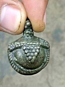 Old Vintage UNIQUE DECORATIVE Solid Brass Carved Small Pet Neck Hanging Bell