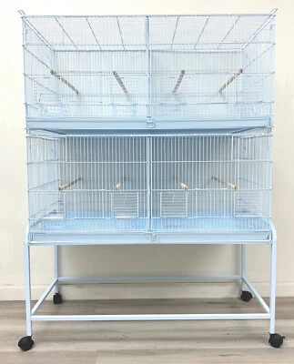 MCAGE Two of X-LARGE Breeding Flight Bird Parrot Cages Center Divider W/Rolling Stand