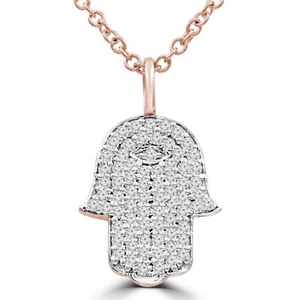 0.21 CT Round VS1 F Diamond Pendant Necklace 14K Rose Gold - Picture 1 of 2