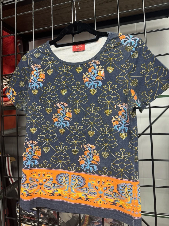 Blusa Vintage Años 90 Y2K Miss Sixty Azul Abstracto Geométrico Cuentas Talla L/XL Foto 1 de 4