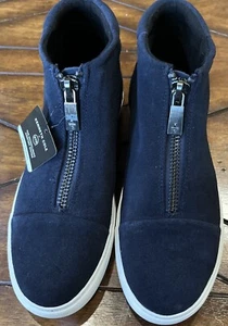 KENNETH COLE NEW YORK Womens Navy Kayla Ankle Front Zip Sneakers 9.5 NEW - Picture 1 of 9