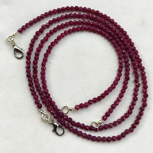 Natural Ruby Gemstone 3 mm Size Faceted Round Beads 15.5" Necklace - Bild 1 von 10