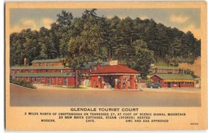 Postal de Chattanooga, TN GLENDALE TOURIST COURTT Shell Gasolinera Roadside años 40 - Imagen 1 de 2