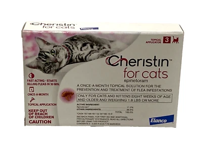 ELANCO Cheristin for Cats, Topical Flea Treatment and Prevention, 3 Applications