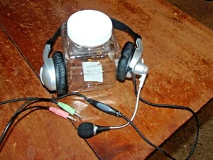 Auriculares estéreo con cable de 3,5 mm con micrófono auriculares micrófono portátil/escritorio (2BX3) - Imagen 1 de 5