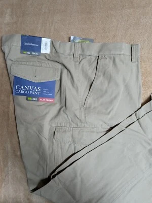 Croft & Barrow Pants Mens 38x36 Beige Canvas Cargo Classic Fit Flat Front - Image 1 of 3