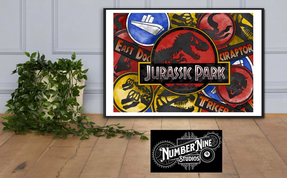 Jurassic Park Signs Artwork Illustration, limited/rare, signed by artist.  — 第 1/4 张图片
