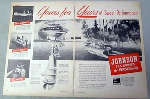 Johnson Sea Horse 1948 motor fueraborda anuncio impreso original en 2 páginas - Imagen 1 de 1