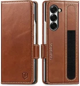 SHIELDON Case for Samsung Galaxy Z fold-6/5/4/3, genuine Leather Wallet RFID - Picture 1 of 70
