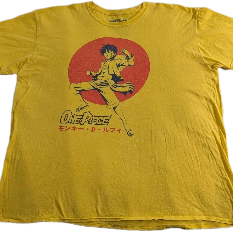 One Piece - Camiseta para hombre talla 2Xl - Luffy delante de un sol rojo - Amarilla  Foto 1 de 4
