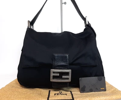 Bolso de Mano FENDI Zucca Mamma Baguette de Lona Cuero Negro Foto 1 de 4