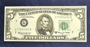 1963-A $5 Five Dollar Bill $5 Green Seal Federal Reserve Note Uncirculated - Picture 1 of 4