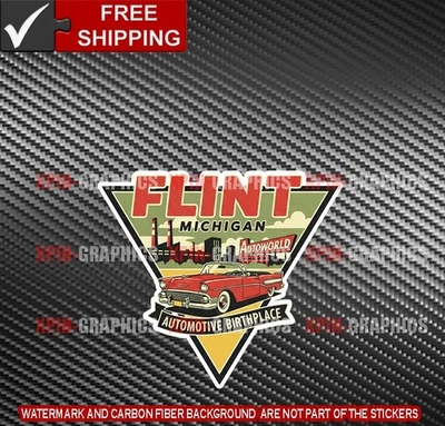 Flint Michigan Vinyl Decal Sticker baggage luggage souvenir label State B - Image 1 of 2