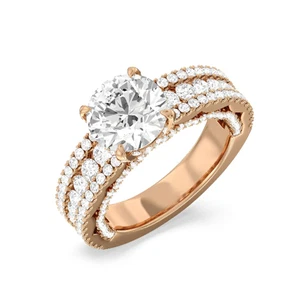 Anillo de compromiso de oro rosa de 14 quilates redondo de 3,60 quilates... - Imagen 1 de 10