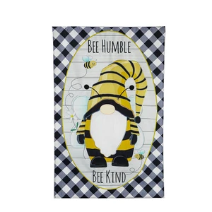 Bee Humble Bee Kind Gnome House Linen Flag,13l10343 - Picture 1 of 1