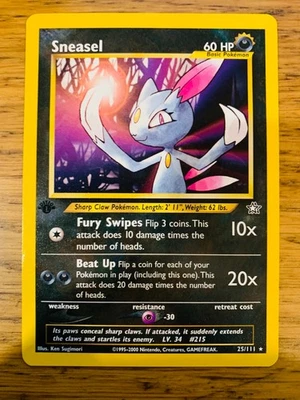 NM! 1st Edition Sneasel (25/111) Neo Genesis Set Rare Pokemon Card! FAST P&P! - Image 1 of 2