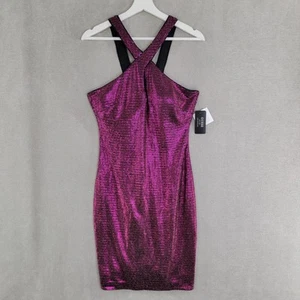 Guess Dress Womens 8 Magenta NEW Sequins Mini Halter Cocktail Party Club - Picture 1 of 8