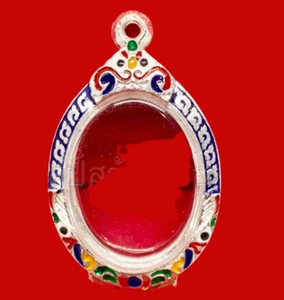 Empty Case Buddha Frame Silver Oval Medal Coin Thai Amulet Pendant 2.5*3.5 cm - Picture 1 of 6