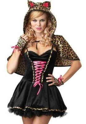 Sexy Disfraz de Halloween Gato Leopardo Gatito Peluquero 8/10, Capa 4 Piezas Para Mujer Foto 1 de 4