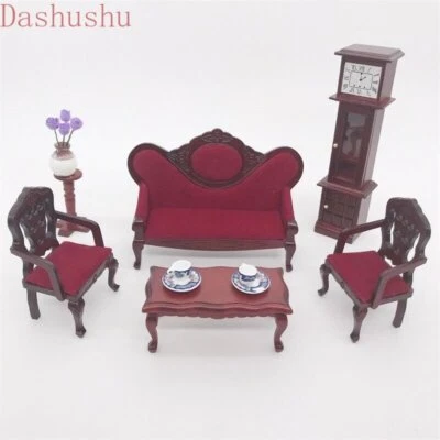 3PC Dollhouse 1/12 Vintage Furniture Miniature Accessory Sofa Chairs Living Room - Image 1 of 4