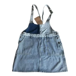 Listicle NWT Women’s Contrast Denim Overall Skirt Size Large - Picture 1 of 9