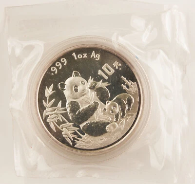 China 1996 1 Oz 999 Silver Panda 10 Yuan Coin BU Sealed Asia 9th Intl Stamp Expo - Image 1 of 3