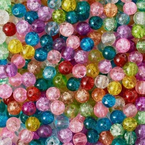 50 Crackle Glass Beads 8mm Assorted Lot Mixed Colors Bulk Jewelry Supplies Mix - Picture 1 of 1