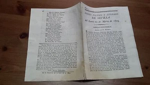 Núm 11 Correo Politico y Literario de Sevilla 20 Marzo1809 Molina de Aragon Jaen - Picture 1 of 1