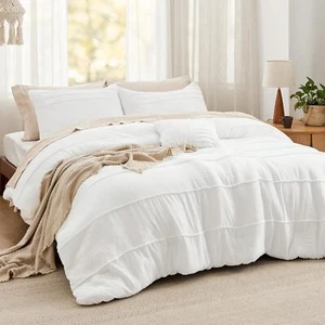 White California King Size Comforter Set - 4 Piece Pinch Pleat Shams - Picture 1 of 8