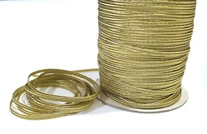 1/8 inch / 3mm Wide - 5y- 20y Light Gold Metallic Narrow Flat Elastic Band EB37 - Picture 1 of 7