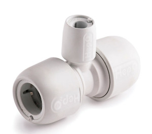 Wavin Hep2O 22mm x 22mm x 10mm Plastic Branch Reduced Tee White HD13A/22W