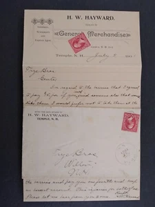 New Hampshire: Temple 1901 Hayward General Store Cubierta de Publicidad + Carta - Imagen 1 de 4