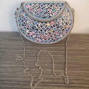 RAMLA Coloful Mosaico Marroquí Bolso sin asas Bandolera Carcasa Dura Cartera Tono Plateado NUEVO - Imagen 1 de 9