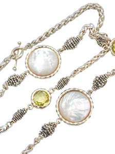 Collar Michael Dawkins Sterling 10tcw MOP Limón Cuarzo Granulación 36" 75,1 g - Imagen 1 de 5