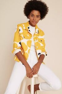 NEW ~ Marimekko | Anthropologie Sarpio Denim Jacket Yellow Floral Print 34 / S
