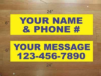 10 6"x24" Yellow & Blue REAL ESTATE NAME RIDER SIGNS CUSTOM LOWEST PRICE NEW - Image 1 of 2