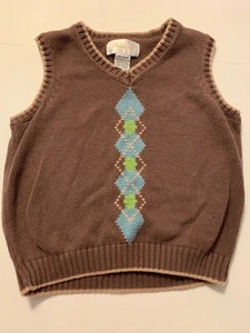 Strasburg Knit Sweater Vest Size 4Y-5Y Brown Blue Green Argyle Heirloom Clothing - Picture 1 of 7
