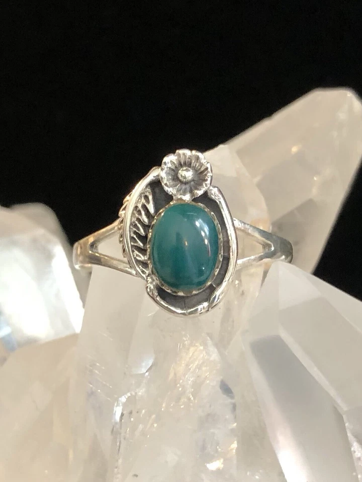 ￼Genuine Malachite ￼925 Solid Sterling Silver Gemstone Filigree Ring Size 9.5 - Image 1 of 4