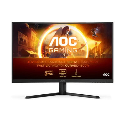 AOC G4 CQ32G4VE 32 inch Quad HD Fast VA 180Hz 0.5ms Resp Time LCD Curved Monitor - Image 1 of 4