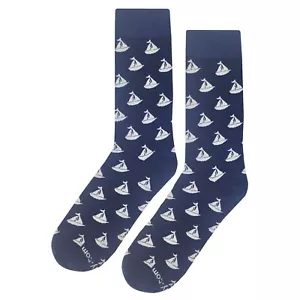 NUEVO CON ETIQUETAS Pequeño Velero Vestido Calcetines Novedad Hombres 8-12 Azul Loco Divertido Calcetín - Imagen 1 de 4