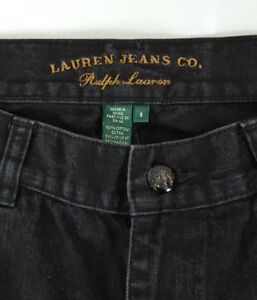 Ralph Lauren Jeans Co. Black Denim Woman Sz 6 Back Flap Pocket Cotton Boot Cut 