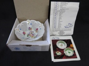 MIB Klausenburg Germany Basketweave RENATE Floral Applied Flowers Bowl, Ltd Ed - Picture 1 of 8