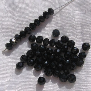 VT4.2 - LOT 50 PERLES FACETTES NOIRES 6x4MM RONDELLES VERRE TAILLÉ créa bijoux - Bild 1 von 4