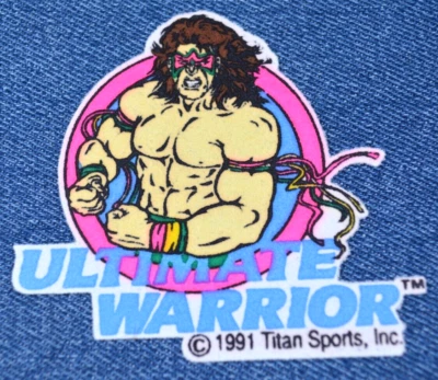 Vintage 90s ULTIMATE WARRIOR  3" Heat Transfer Iron-On Patch WWE WWF Wrestling - Image 1 of 4