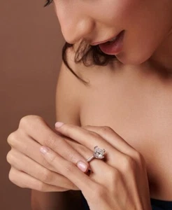 Real Moissanite princess cut Wedding Ring 925 Silver 14k Anniversary Gift For - Picture 1 of 2