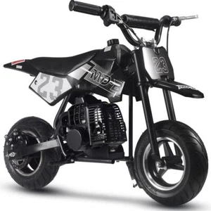 MotoTec Kids Mini Gas Dirt Bike Supermoto Motorcycle 50cc 2-Stroke - Black - Picture 1 of 6