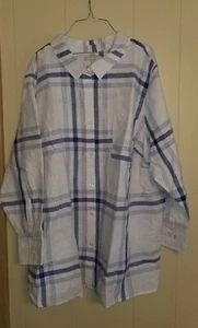 Camicia WOman Within Boyfriend con bottoni. Blu/Bianco taglie forti - Foto 1 di 4